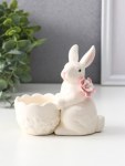 Фигурка с подставкой для мелочей «Белый кролик с цветочком», керамика