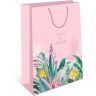 Пакет ламинированный Тепла и любви, Розовый фон, тропические цветы