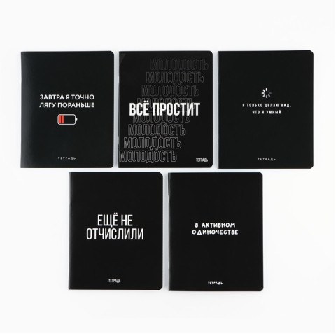 Тетрадь в клетку на скрепке, 48 л., блок №1 «Шрифтовые», МИКС