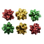 Бант Звезда, Микс 3 цвета, Красный/Золото/Зеленый, Металлик