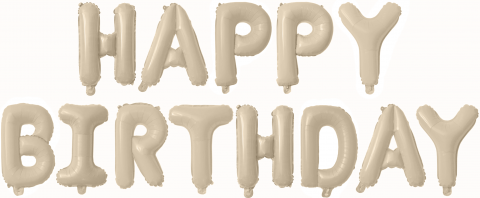 Набор шаров-букв "Happy Birthday", Белый песок сатин