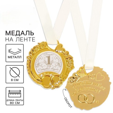 Медаль свадебная на открытке «Ситцевая свадьба»