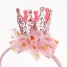 Ободок, Нежная корона, Розовый, с блестками