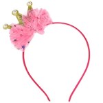 Ободок, Нежная Корона, Розовый/Золото, с блестками