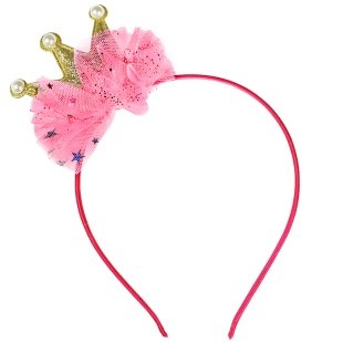 Ободок, Нежная Корона, Розовый/Золото, с блестками