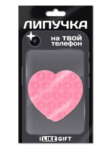 Силиконовая липучка для телефона iLikeGift розовое сердце