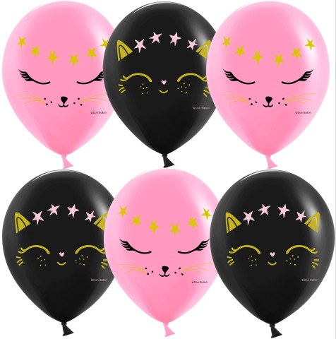 DB Шары Волшебный котенок, Черный/Розовый, пастель