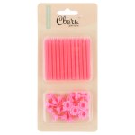 Свечи необычные Розовые с держателями