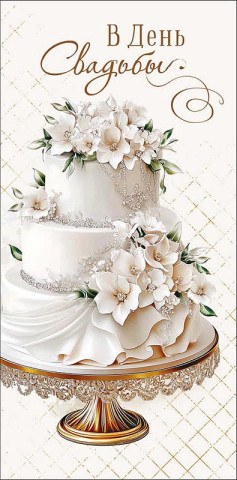 Конверт для денег В День Свадьбы, торт, блестки, вырубка