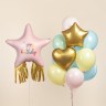 Фигура Звезда, Happy Birthday, Золотой каскад, Розовый, Сатин
