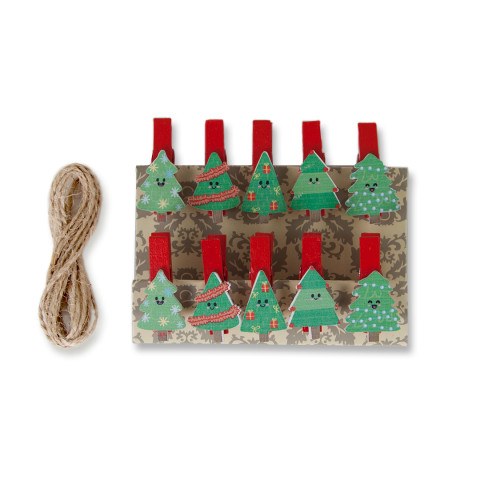 Декоративные прищепки, Елочки, Разноцветный