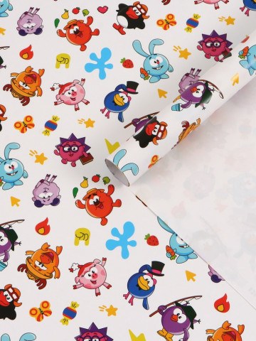 Бумага упаковочная глянцевая «Смешарики»