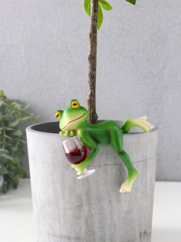 Фигурка для флорариума «Лягуха с бокалом - расслабляемся», полистоун, декор на кашпо