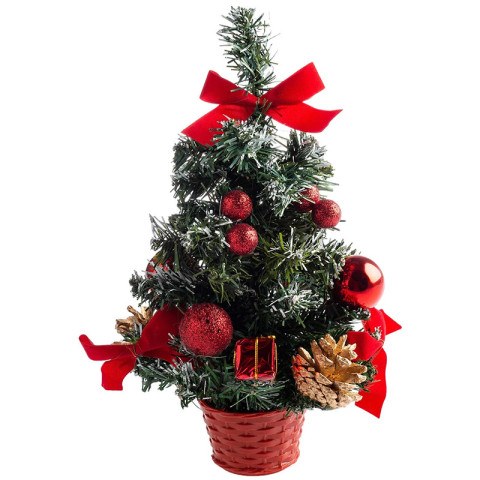 Елка искусственная с красными украшениями