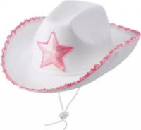 Шляпа, Кантри Гламур, с розовой звездой, фетр, Белый