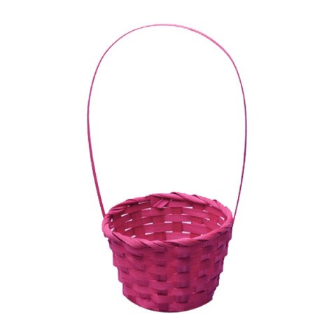 Корзина с ручкой. Бамбук, розовая