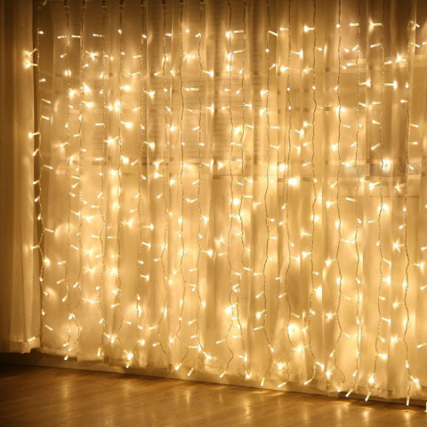 Светодиодная гирлянда, Занавес 300 Led, 8 режимов, IP14 Теплый свет ЧЗ
