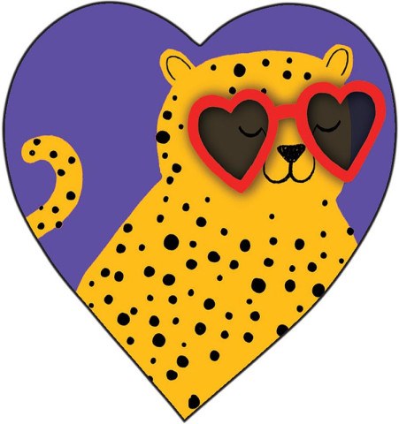 Набор мини открыток Леопард , валентинка