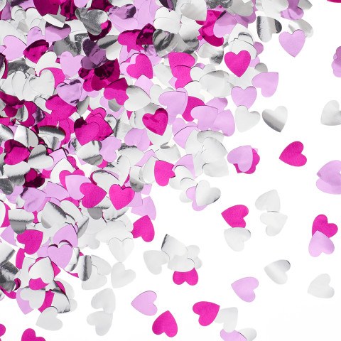 Конфетти фольга Сердце, Розовый микс, Металлик