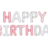Набор шаров-букв Мини-Надпись "Happy Birthday", Розовый/Белый