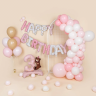 Набор шаров-букв Мини-Надпись "Happy Birthday", Розовый/Белый
