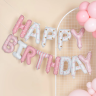 Набор шаров-букв Мини-Надпись "Happy Birthday", Розовый/Белый