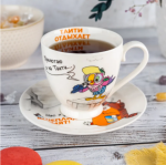 Пара чайная круглая Попугай Кеша "Научу отдыхать" Пара чайная круглая Попугай Кеша "Научу отдыхать"