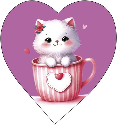 Набор мини открыток Котенок, валентинка
