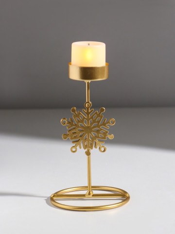 Подсвечник на 1 свечу «Снежинка», металл под золото, d=4,5 см