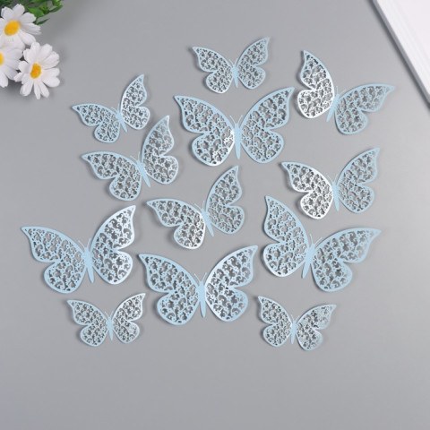 Набор наклеек бумага «Бабочки с незабудками», матовый небесный