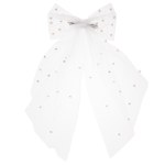 Бант с бусинами на заколке, Белый