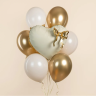 Фигура Сердце, Золотой бант, Кремовый, Сатин