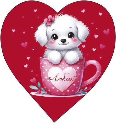 Набор мини-открыток Валентинка Собачка в кружке