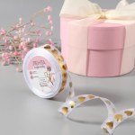 Лента капроновая с тиснением «Сердца», белая, золотая