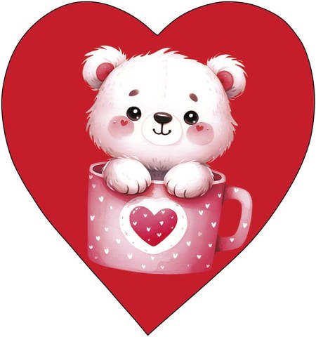 Набор мини открыток Мишка, валентинка
