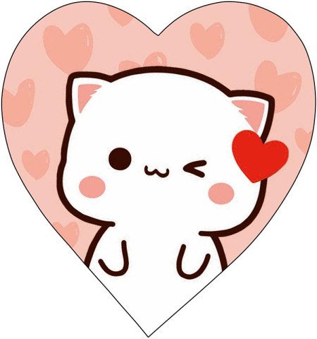 Набор мини-открыток валентинка Котенок аниме