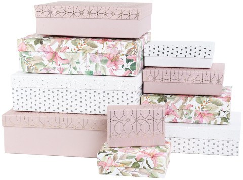 Коробка Флористический декор, Ассорти, Металлик