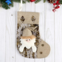 Носок для подарков "Дед Мороз, берёзка", коричневый