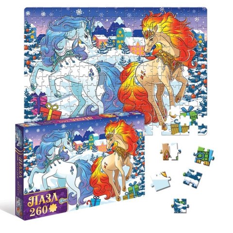 Пазл «Зимние лошадки», 260 элементов, большая коробка