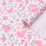 Бумага упаковочная крафт "Сердечки на крафте, Love" в рулоне 400 гр