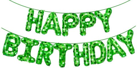 Набор шаров-букв "Happy Birthday", Пиксели, Зеленый