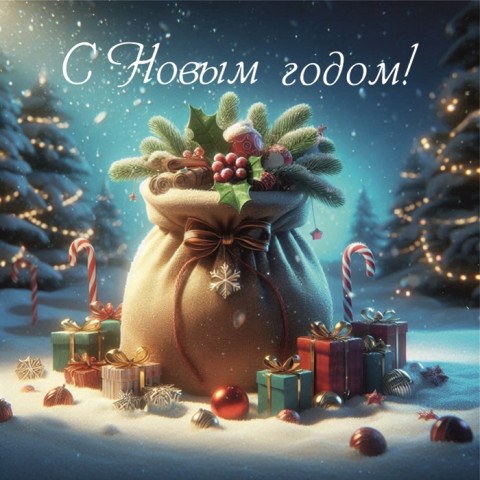 Набор мини - открыток, С Новым Годом! (мешок с подарками)