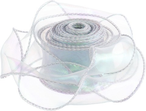 Лента декоративная Органза с леской, Серебро, Хамелеон