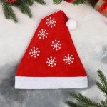 Колпак новогодний "Снежинки", красный маркировка Честный знак