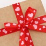 Лента атласная «Сердца», красная