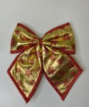 Бант новогодний, Золотой с красными снежинками