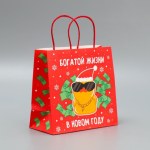 Пакет подарочный новогодний крафтовый «Что-то на богатом» #нг