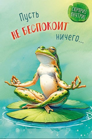 Открытка Пусть не беспокоит ничего…, деталь внутри, лак выборочный, печать на оборот