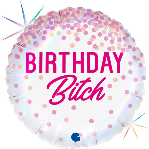 Распродажа G Круг, Каскад конфетти, С Днем рождения С***, Birthday B*tch, Розовый, Голография 18+