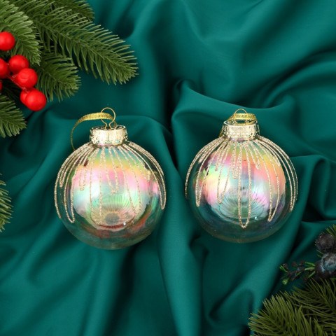 Ёлочные игрушки «Фейерверк», шары новогодние, золотистый